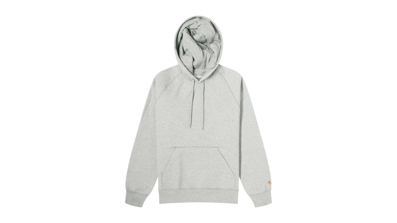 トップス HOODED CHASE SWEAT - Grey Heather / Gold Carhartt WIP Hooded Chase Sweatshirt Grey Heather - Gold – Black