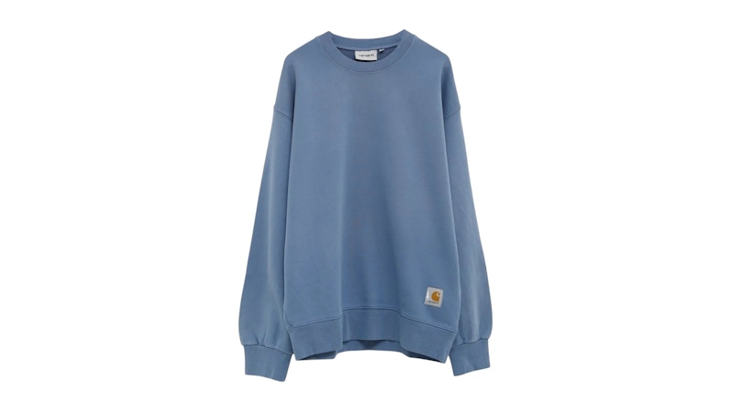 Pre-owned Carhartt Wip Hudson Chalk Wash Sweatshirt In Sorrent In Blue