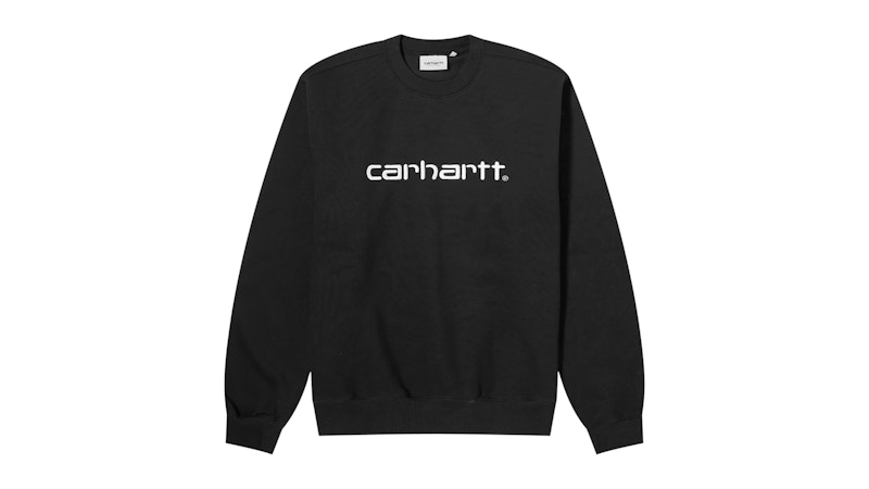 Pre-owned Carhartt Men's  Wip Logo Crew Sweatshirt In Black/white In Multi