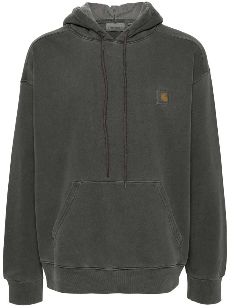 Pre-owned Carhartt Men's Wip Logopatch Cotton Hoodie In Charcoal Grey