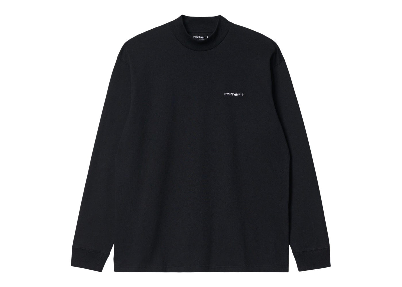 Carhartt WIP Mockneck Script Embroidery Long Sleeve T-Shirt Black