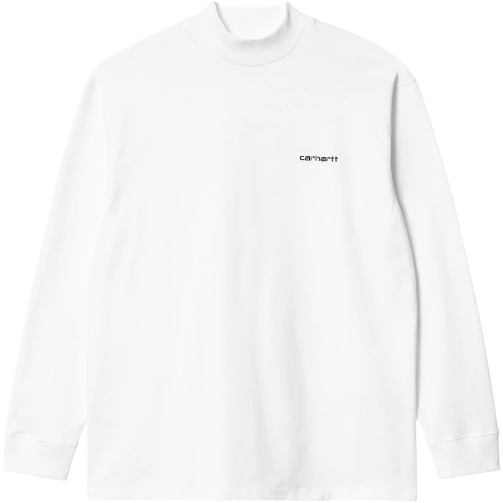 Carhartt WIP Mockneck Script Embroidery Long Sleeve T-Shirt White Men's ...