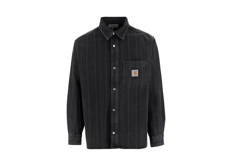 Carhartt WIP Rylan Shirt Striped Black Stone Washed