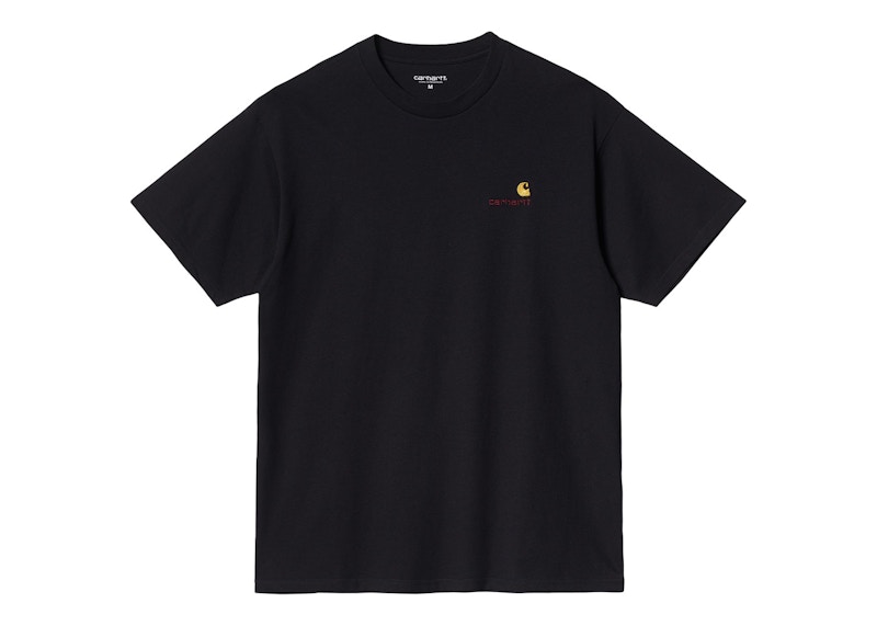 Pre-owned Carhartt Men's  Wip Short Sleeve American Script T-shirt In Black