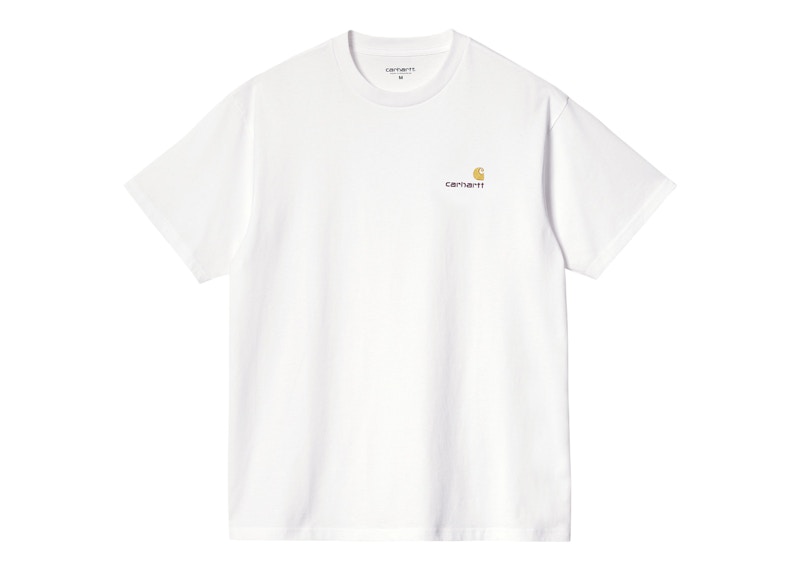 Pre-owned Carhartt Men's Wip Short Sleeve American Script T-shirt In White