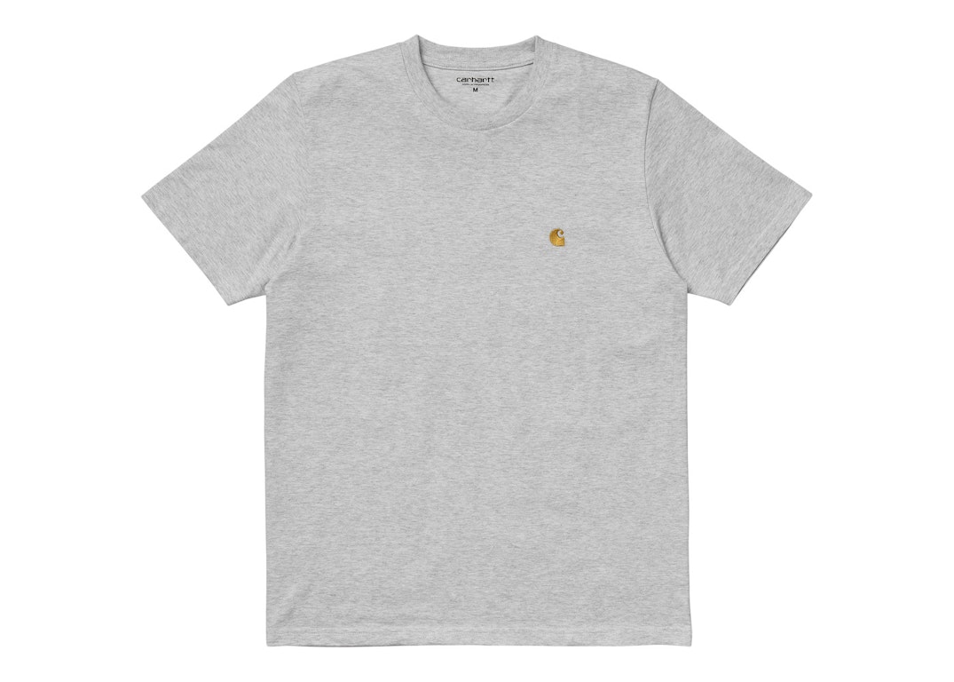 Pre-owned Carhartt Wip S/s Chase T-shirt Ash Heather/gold