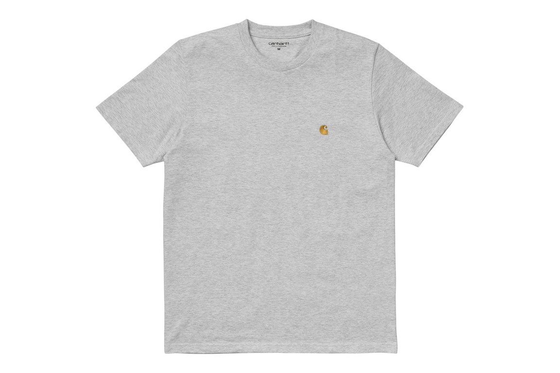 Pre-owned Carhartt Wip S/s Chase T-shirt Ash Heather/gold