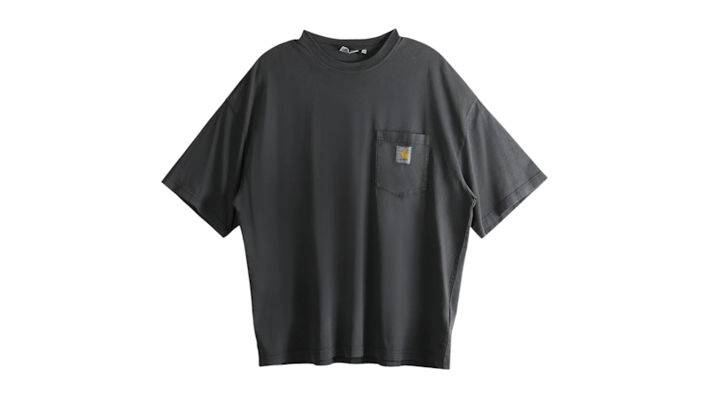 Pre-owned Carhartt Wip Short Sleeve Hudson Chalk Wash Pocket T-shirt In Black
