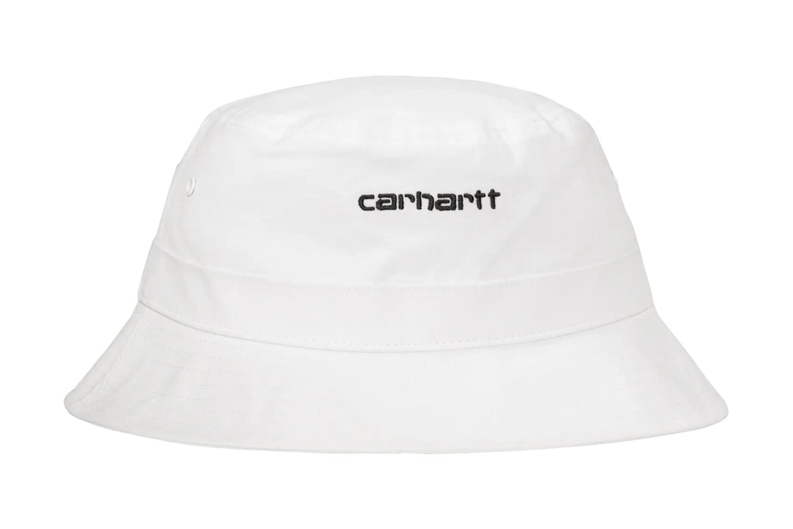 Pre-owned Carhartt Wip Script Bucket Hat White/black