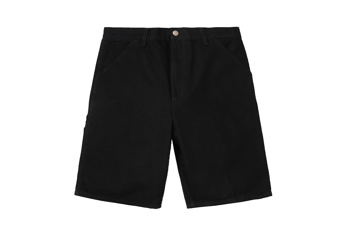 Pre-owned Carhartt Wip Single Knee Dearborn Canvas 12oz Relaxed Fit Shorts Black (rinsed)