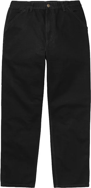 Carhartt WIP Single Knee Dearborn Canvas 12oz Relaxed Straight Fit Pants  Black (Rinsed) Men's - SS22 - US
