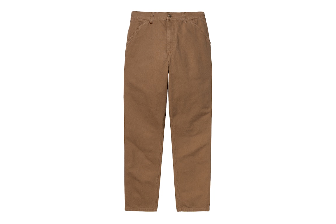 Pre-owned Carhartt Wip Single Knee Dearborn Canvas 12oz Relaxed Straight Fit Pants Hamilton Brown (rinsed)