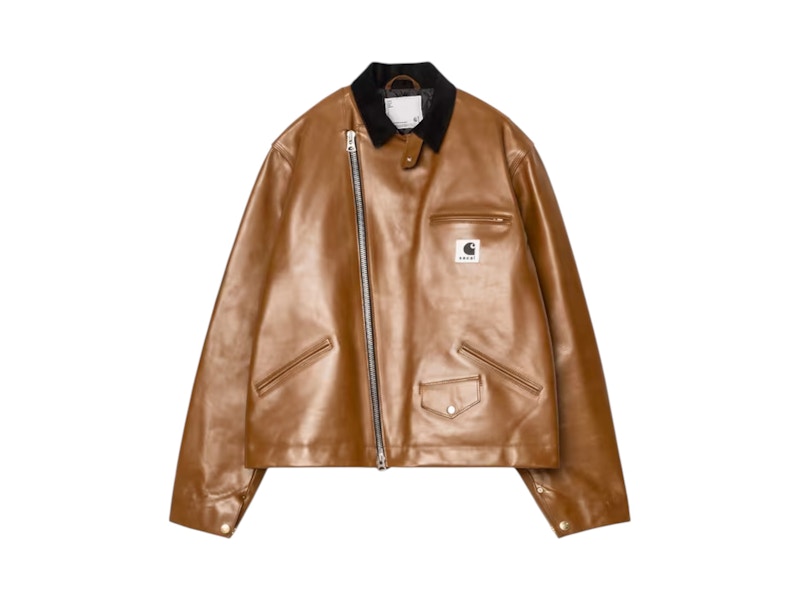 Carhartt WIP x Sacai Leather Jacket Sacai Dark Beige Men's - US