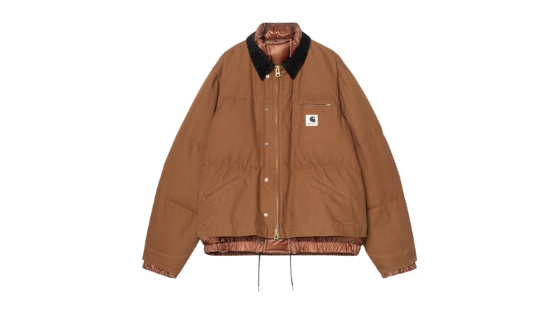 Pre-owned Carhartt Men's  Wip X Sacai Washed Duck Puffer Jacket In Sacai Dark Beige