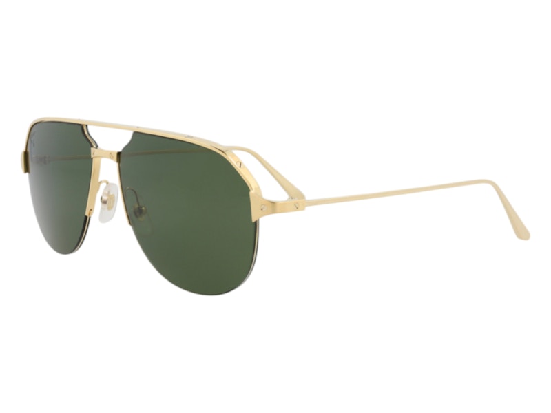Pre-owned Cartier Men's  Aviator Sunglasses In Gold Gold Green (ct0229s/30008367/002)
