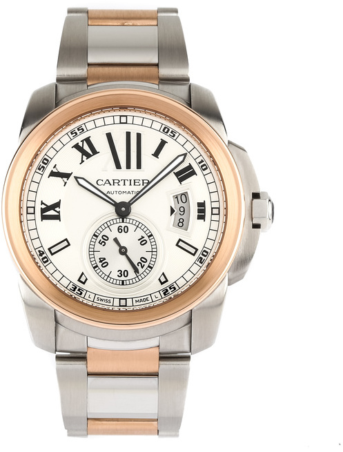 cartier calibre rose gold and steel