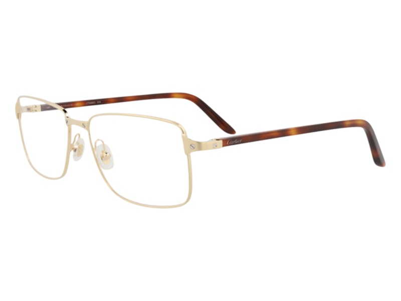 Cartier Square Eyeglasses Gold Havana Transparent (CT0040O