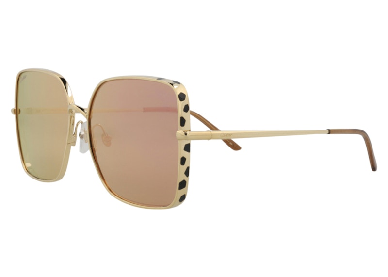 Pre-owned Cartier Women's Square Sunglasses/30011460004) In Gold/pink (ct0299s