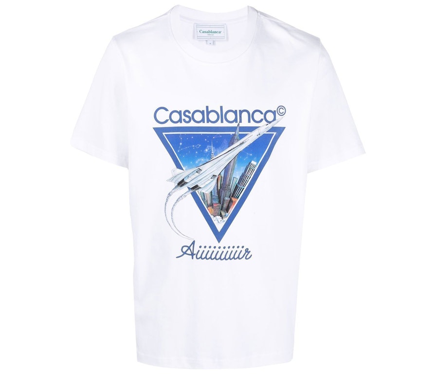 Pre-owned Casablanca Aiiiiir Print Organic Cotton T-shirt White