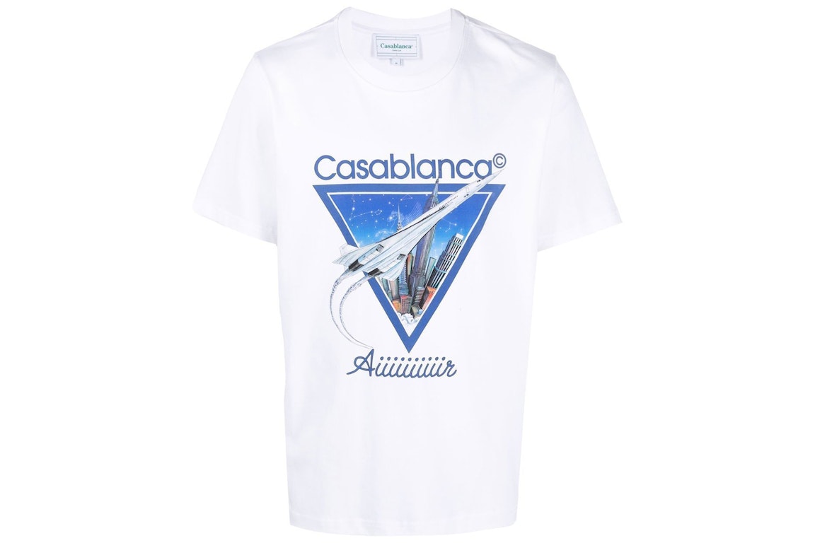 Pre-owned Casablanca Aiiiiir Print Organic Cotton T-shirt White