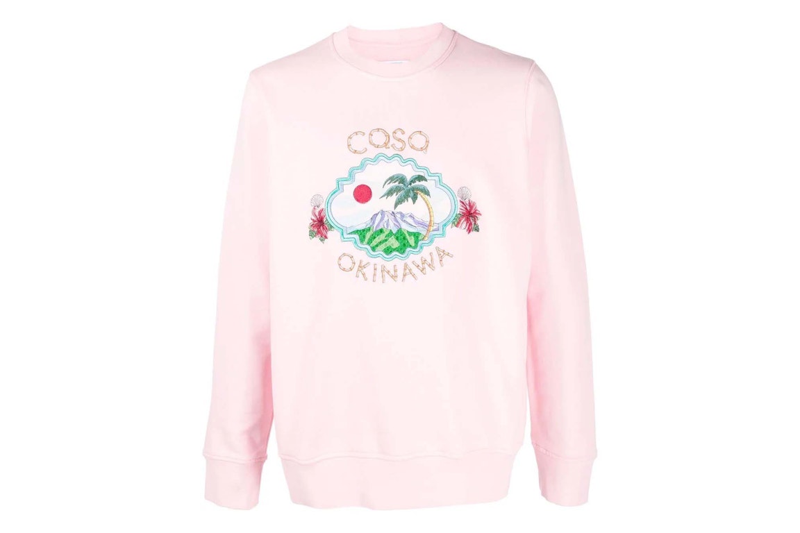 Pre-owned Casablanca Casa Okinawa Embroidered Crewneck Sweatshirt Pink