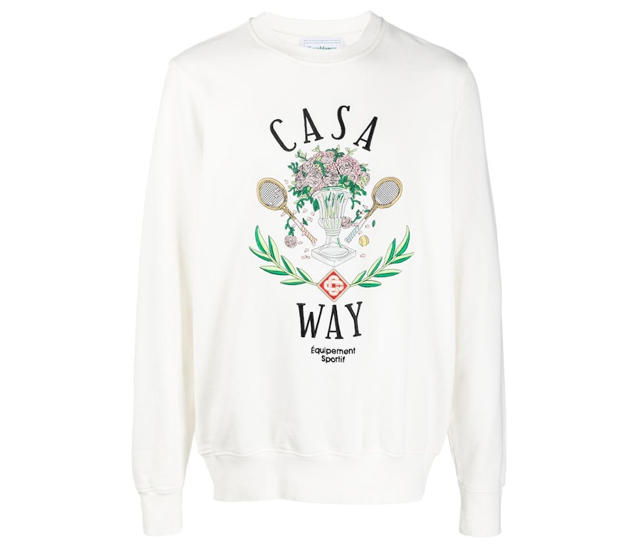 Pre-owned Casablanca Casa Way Embroidered Sweatshirt Off-white