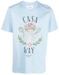 Casablanca Casa Way Print Organic Cotton T-shirt Light Blue