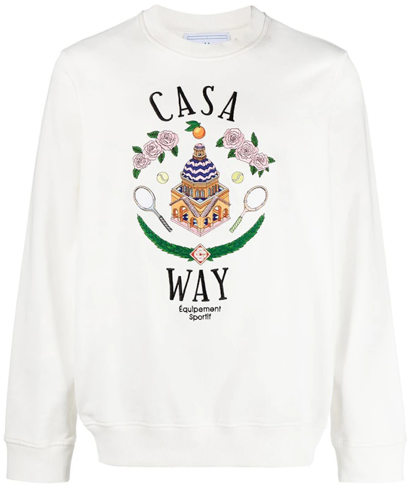 $1095 Mens Casablanca Multicolor Monogram Crewneck Sweater Ivory/Multi Large