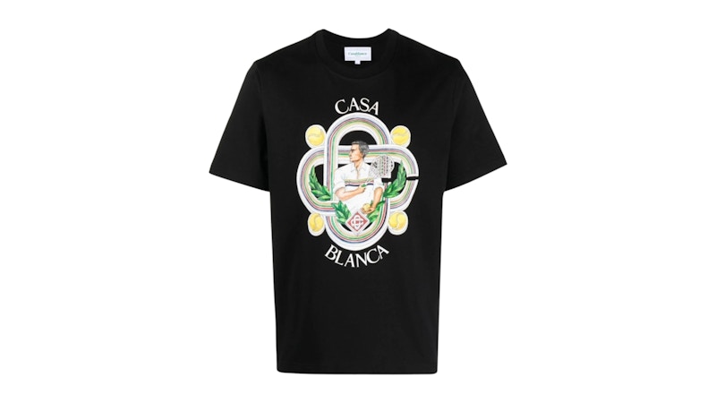 Pre-owned Casablanca Men's   Le Joueur Design T-shirt In Black