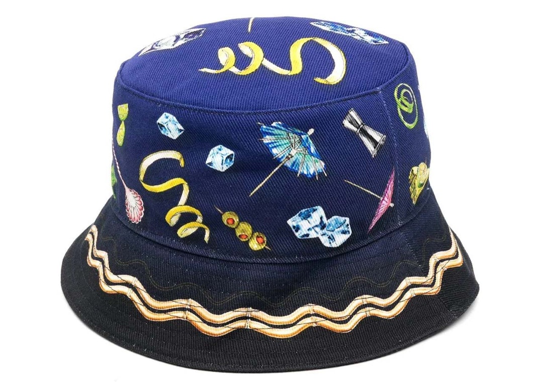 Pre-owned Casablanca Club Sunset Bucket Hat Blue/multi