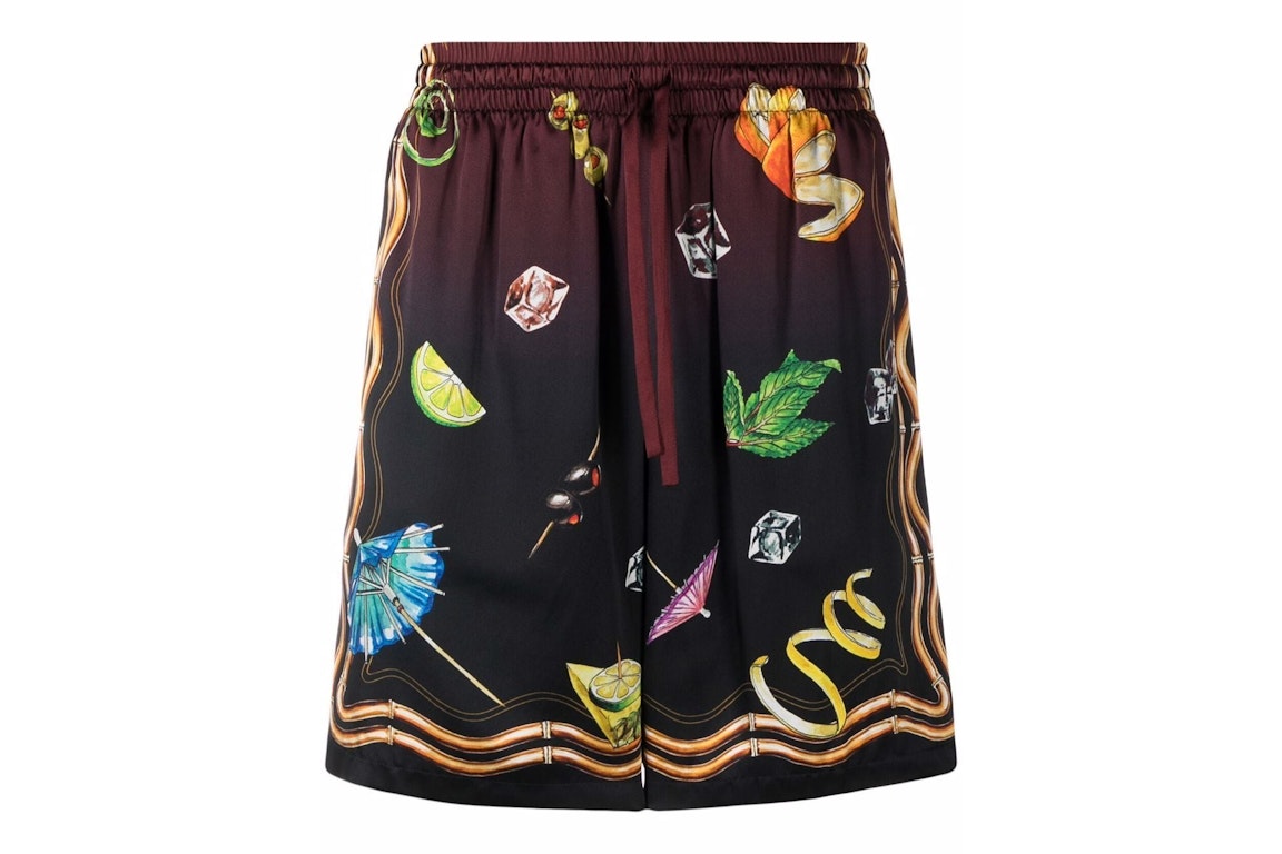 Pre-owned Casablanca Club Sunset Silk Shorts Red/multi