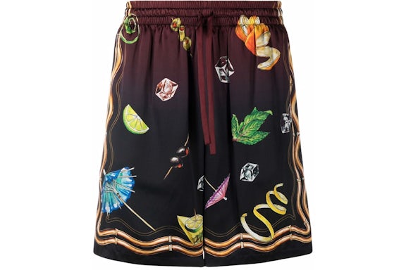 Casablanca Club Sunset Silk Shorts Rojo/Multi