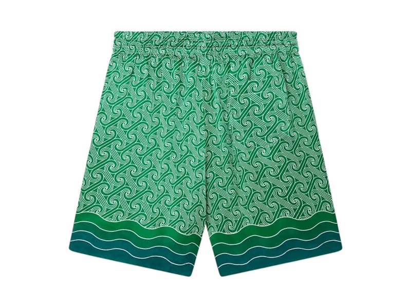 Pre-owned Casablanca Men's  Column Monogram Silk Shorts In Green