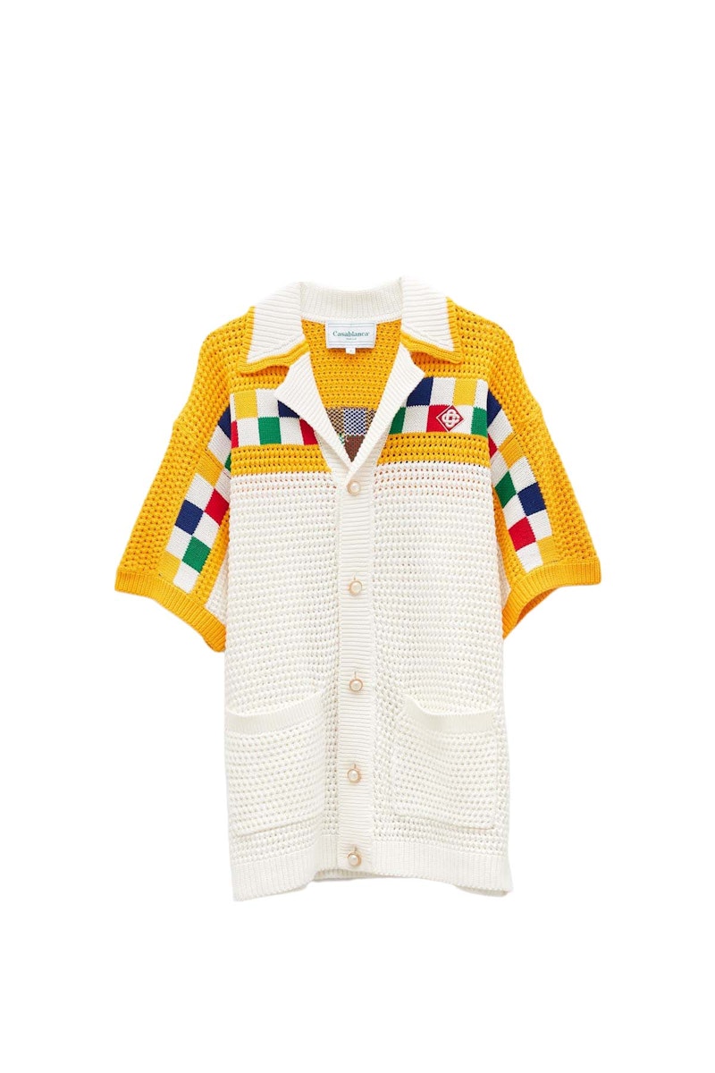 Casablanca Faux Crochet Shirt White/Yellow Men's - FW23 - US