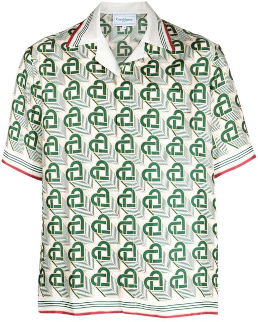 Gucci Aloha Bowling Shirt In Green,white