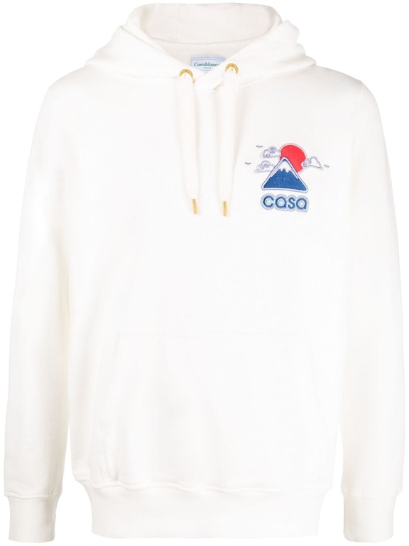 Pre-owned Casablanca Logo Embroidered Hoodie White