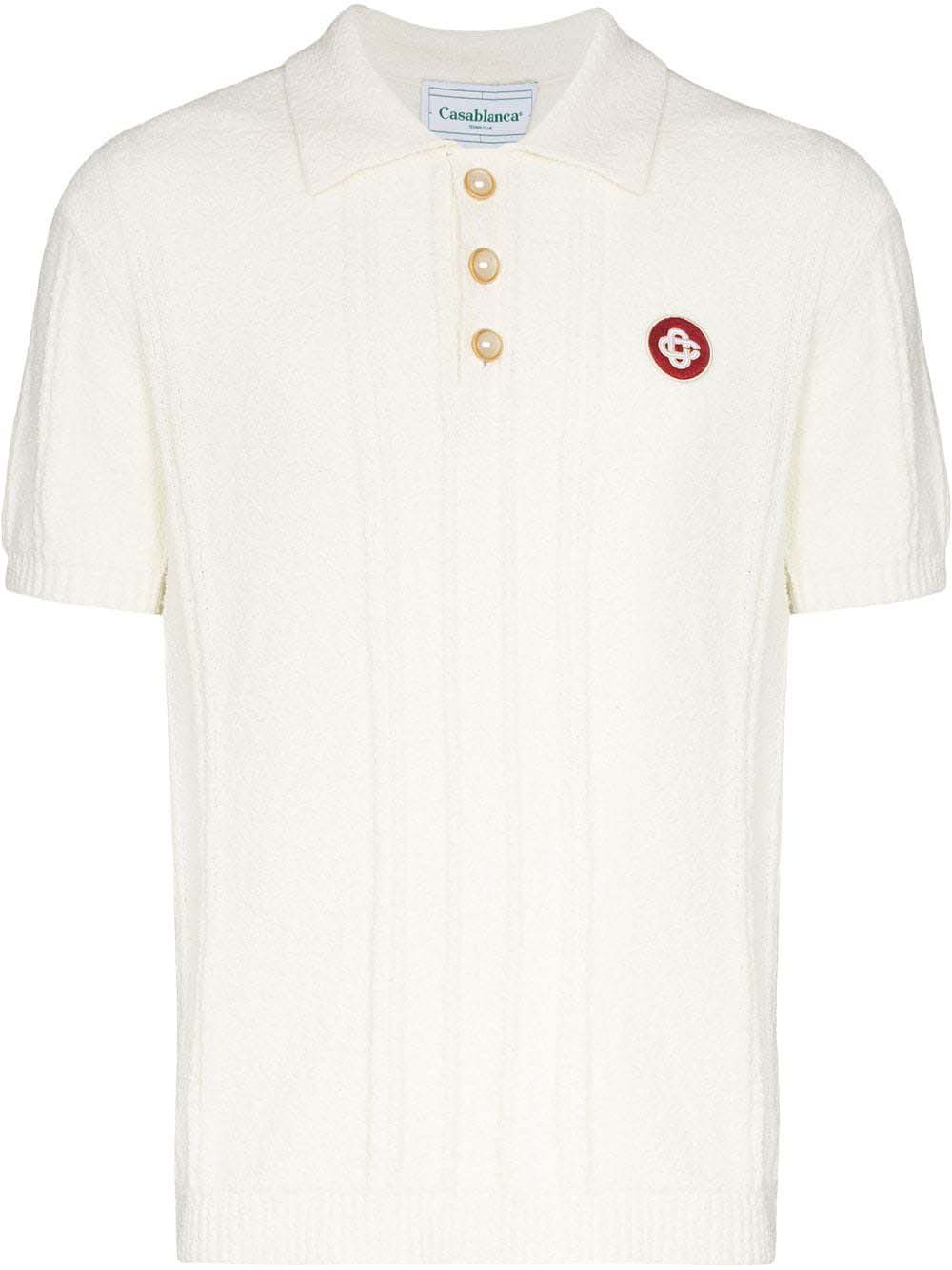 Casablanca Logo Patch Knitted Polo White Men's - SS22 - US