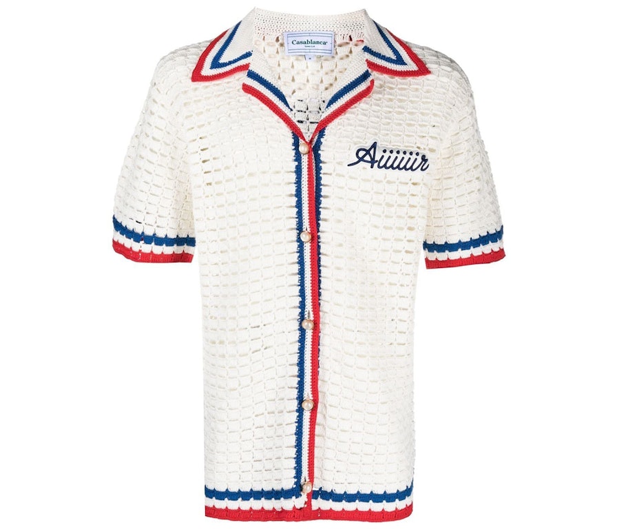Pre-owned Casablanca Logo Patch Knitted Shirt White
