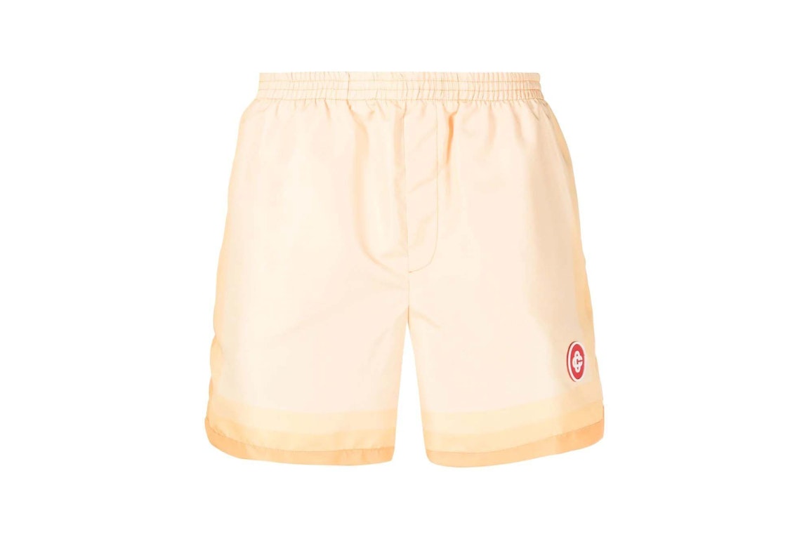 Pre-owned Casablanca Logo Patch Swim Shorts Peach Orange