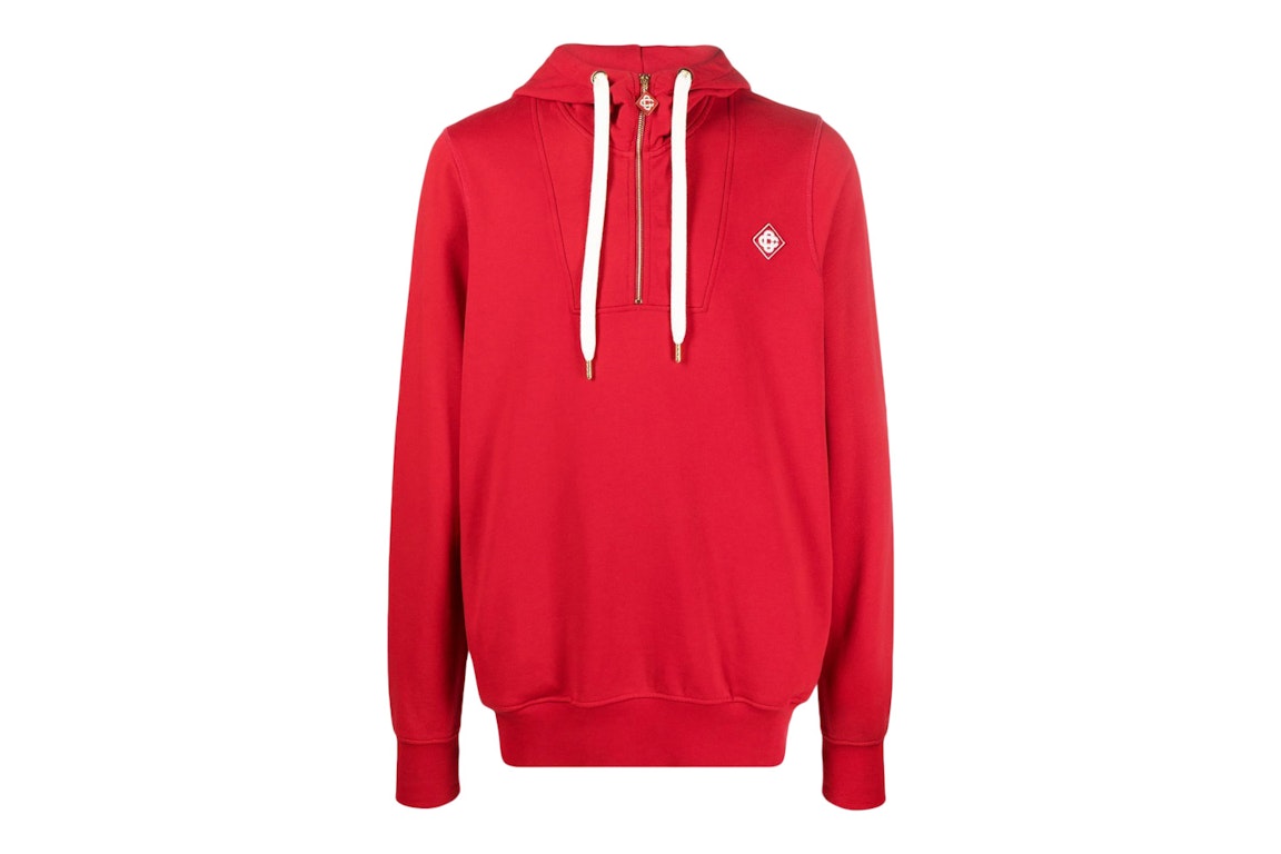 Pre-owned Casablanca Logo Patch Zip-neck Hoodie Red