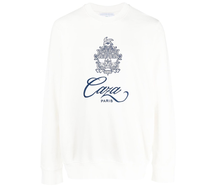 Pre-owned Casablanca Logo Print Long Sleeve Sweatshirt Cloud White