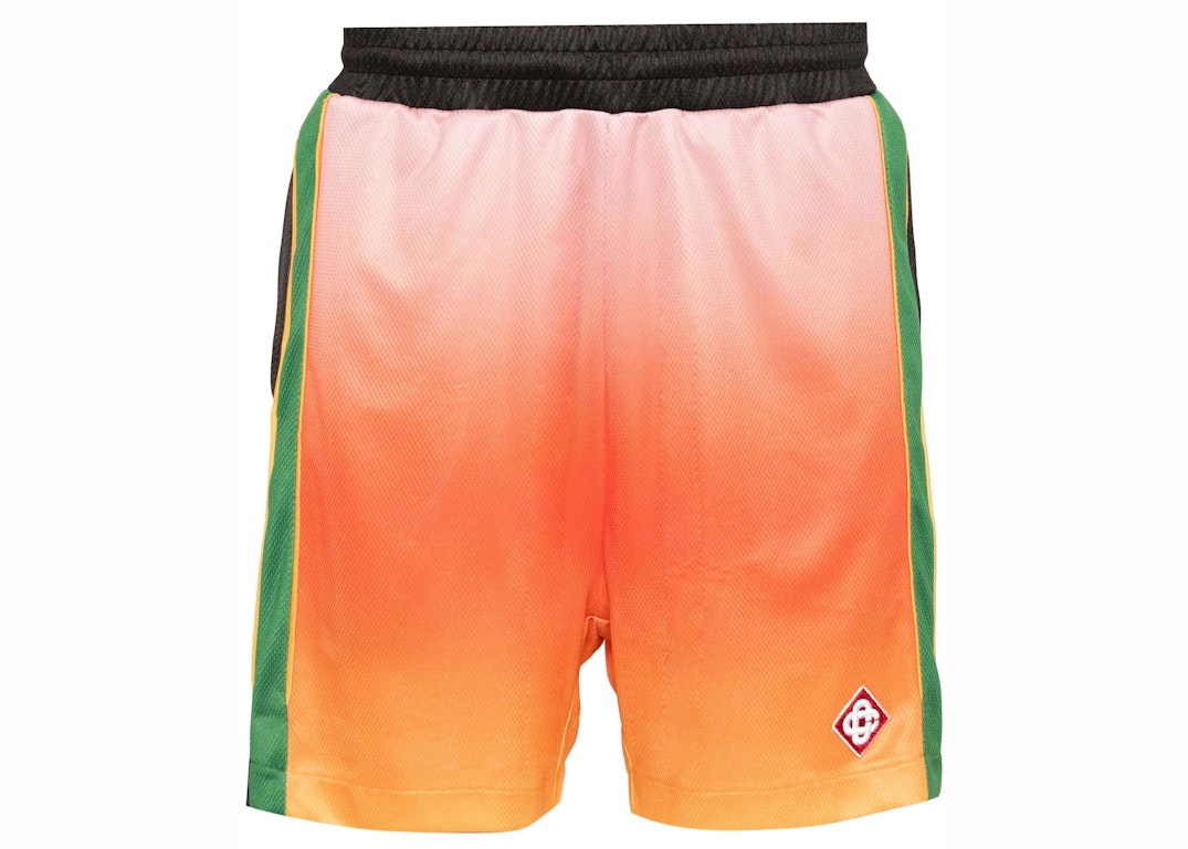 Pre-owned Casablanca Logo-print Pique Shorts Orange/multicolor