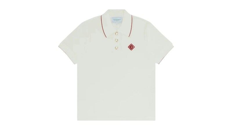 Casablanca Logo Rib Velour Polo White