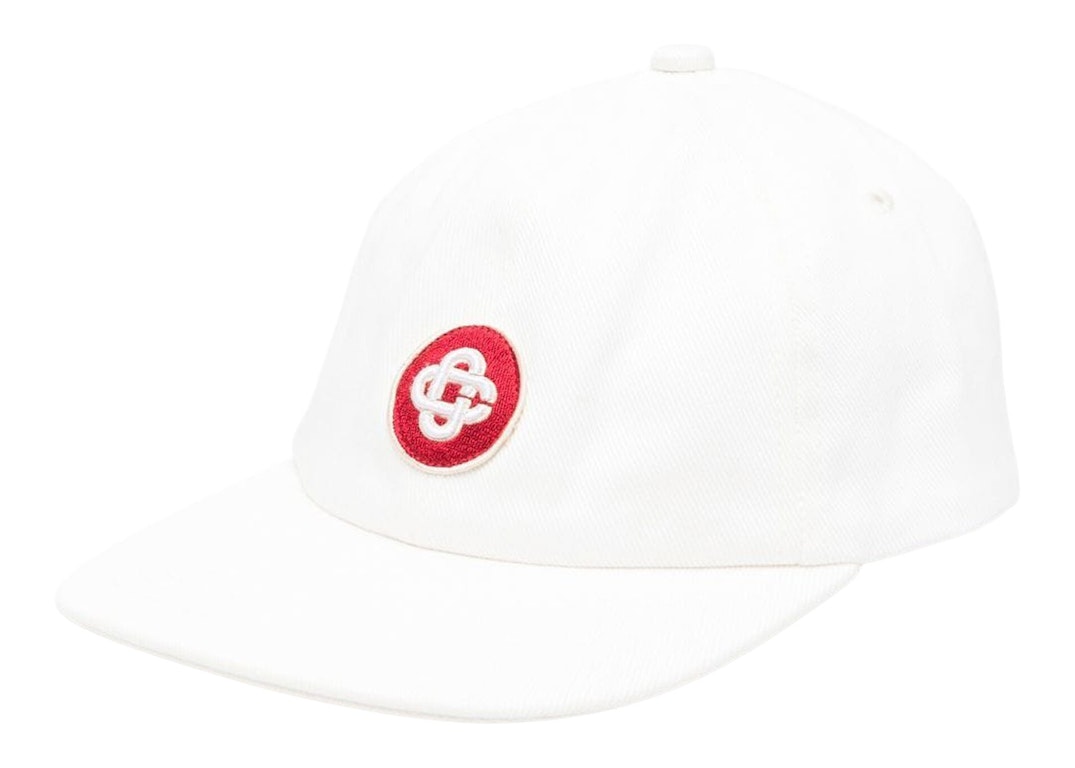 Pre-owned Casablanca Monogram Embroidered Cap White/red