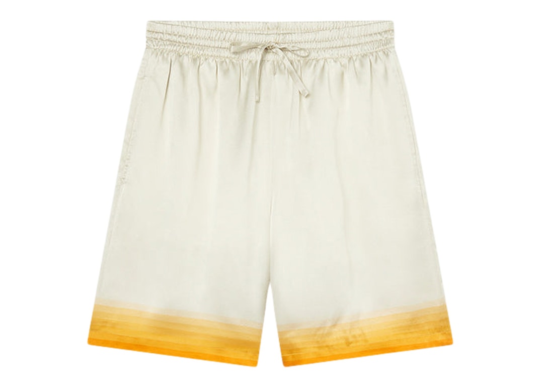Pre-owned Casablanca Panoramique Silk Satin Shorts Ivory White/orange