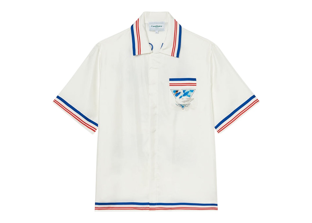 Pre-owned Casablanca Par Avion Silk Shirt White/blue/red