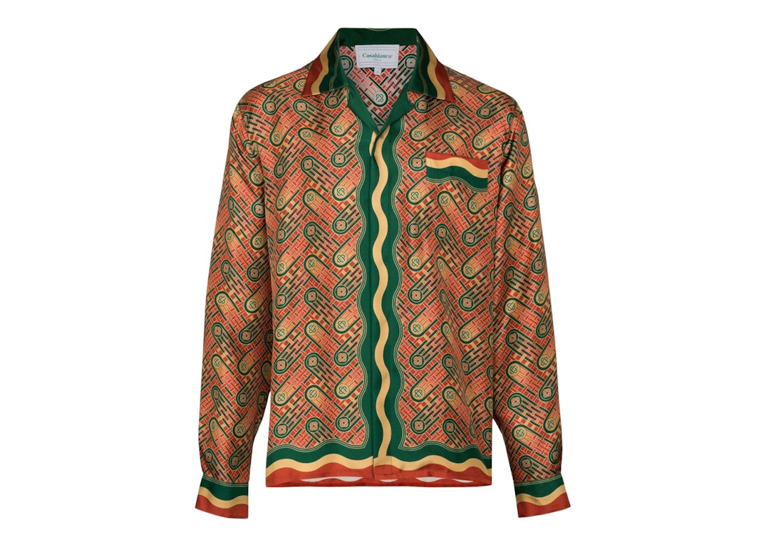 Pre-owned Casablanca Ping Pong Monogram Silk Shirt Burgundy/multi