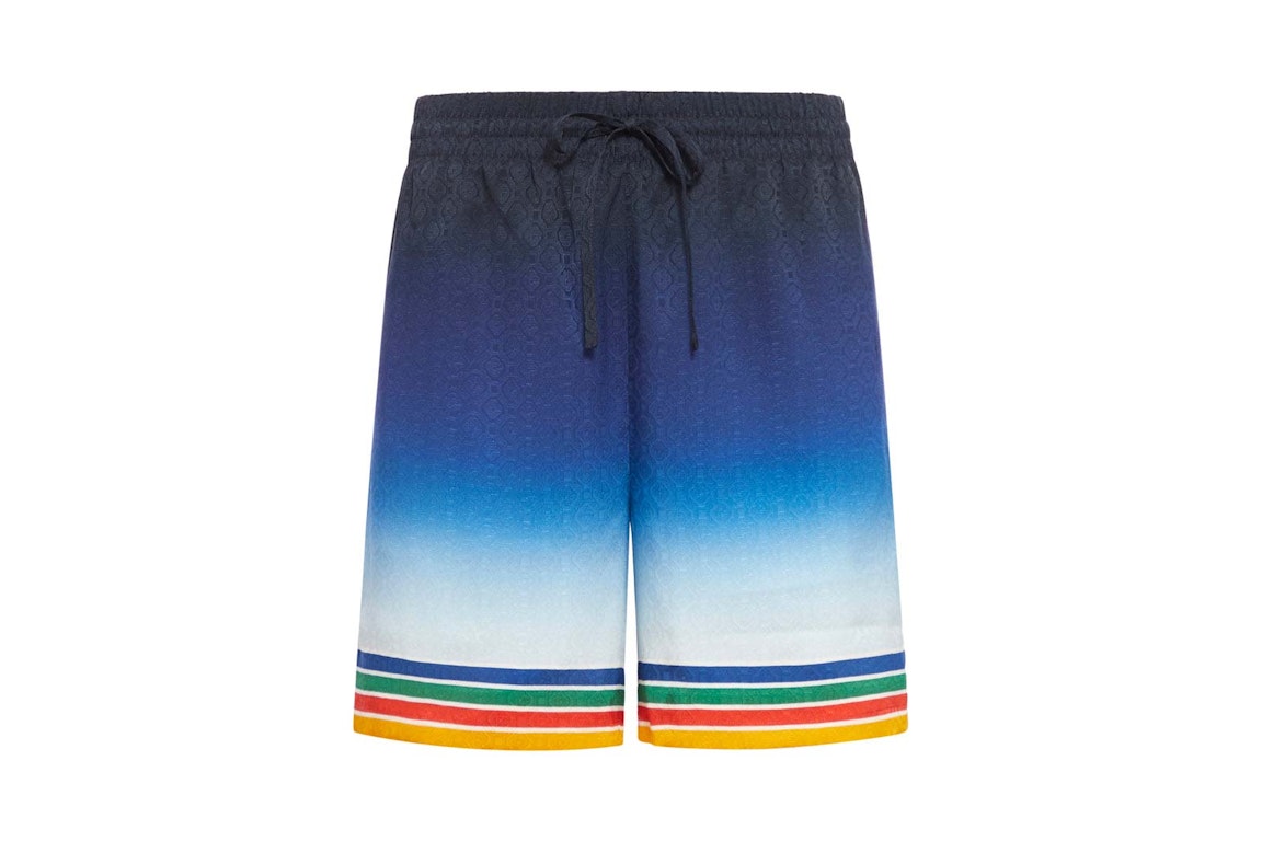 Pre-owned Casablanca Rainbow Monogram Silk Shorts Blue/multi