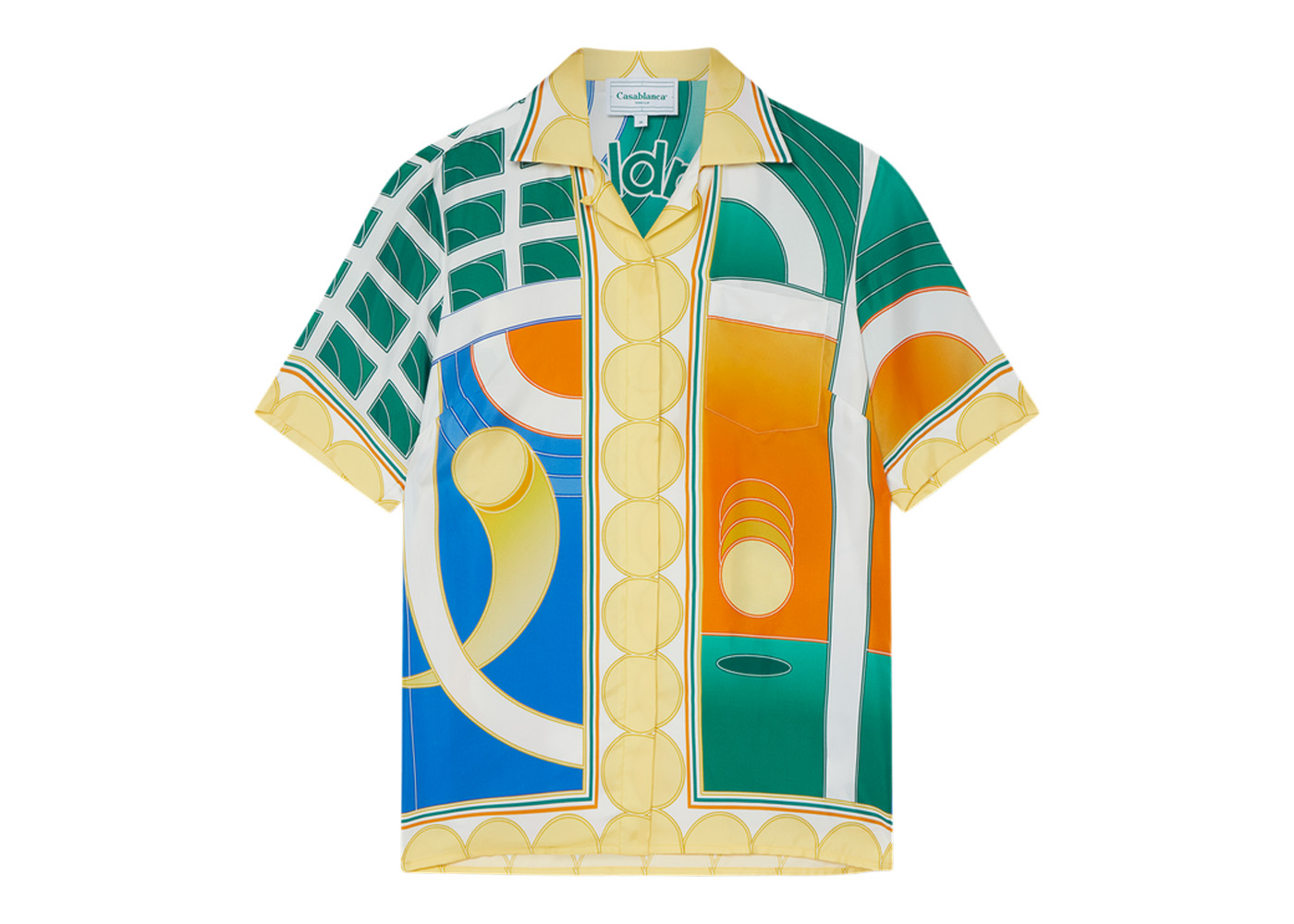 Casablanca Reve De Tennis Silk Shirt Green/Orange/Multi Men's