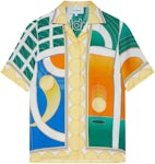 Casablanca Reve De Tennis Silk Shirt Green/Orange/Multi